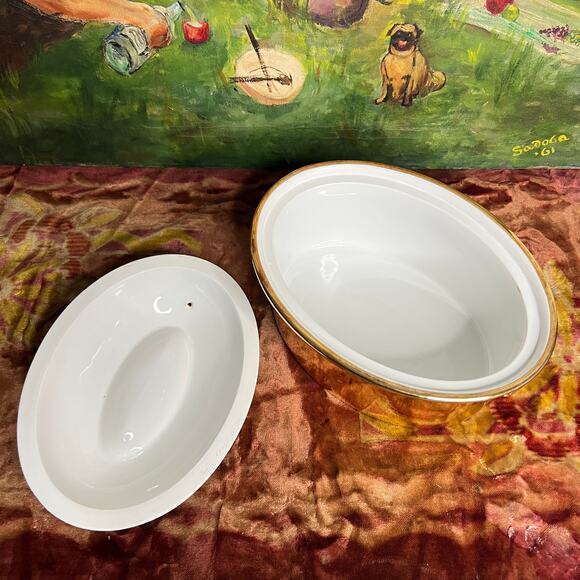 VTG 70s Royal Worcester Luster Gold 2 Qt Round Covered Casserole Size 24 Shape 5 - Picture 8 of 11